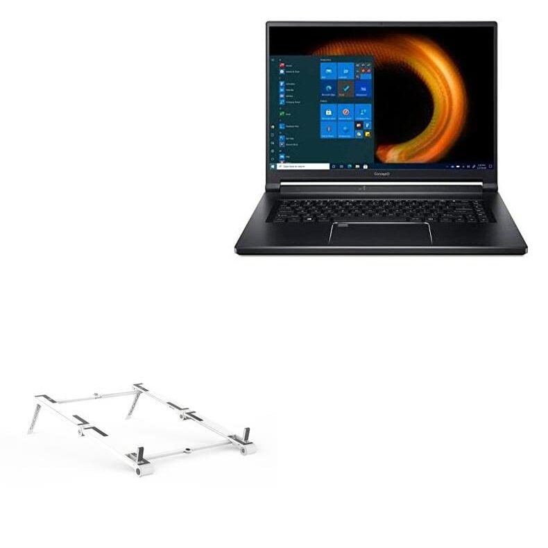 BoxWave Stand and Mount Compatible with Acer ConceptD 5 (CN516-72G) - Pocket Aluminum Stand 3-in-1, Portable Multi Angle Viewing Riser - Metallic Silver