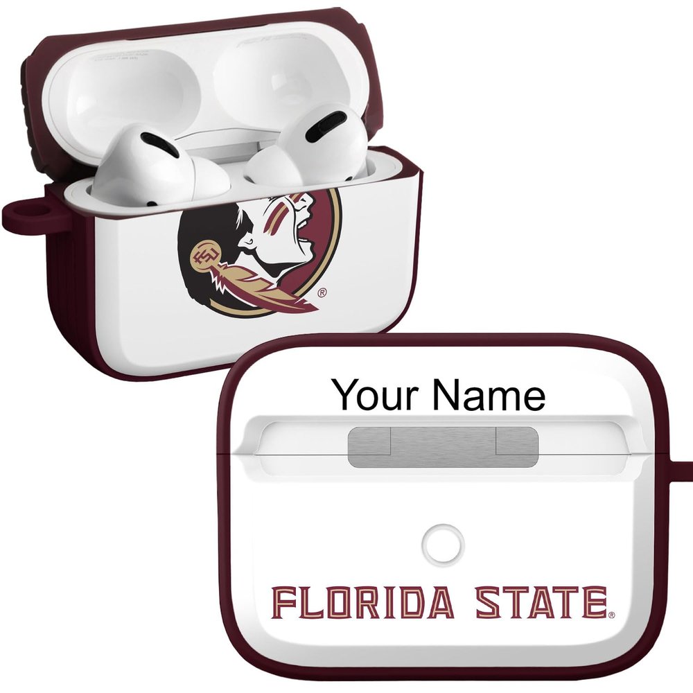 Affinity Bands Florida State Seminoles HDX Custom Name Case Cover Compatible with Apple AirPods Pro 1 & 2 (Classic White)