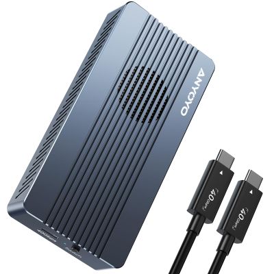 ANYOYO 40Gbps M.2 NVME SSD Enclosure with Cooling Fan nvme Enclosure for M3/ M4 Pro/Max,TBU405ProM1 SSD Enclosure CompatibleTB5/4/3/USB 4/3.2/3.1/3.0/2.0 Support M&B+M-Key 2230/2242/2260/2280 SSD
