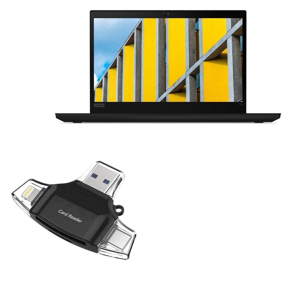 BoxWave Smart Gadget Compatible with Lenovo ThinkPad T14 (20XK) - AllReader SD Card Reader, microSD Card Reader SD Compact USB - Jet Black