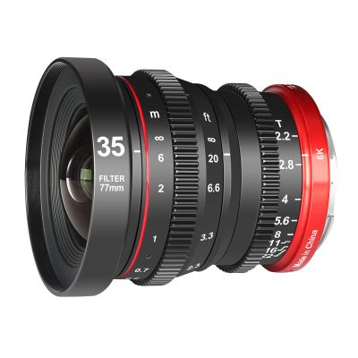 Meike 35mm T2.2 Large Aperture Manual Focus Low Distortion APS-C S35 Format 6K Mini Prime Cine Lens Compatible with Canon RF Mount Cameras EOS R RP R5 R6 R7 R10 R50 C70 Komodo
