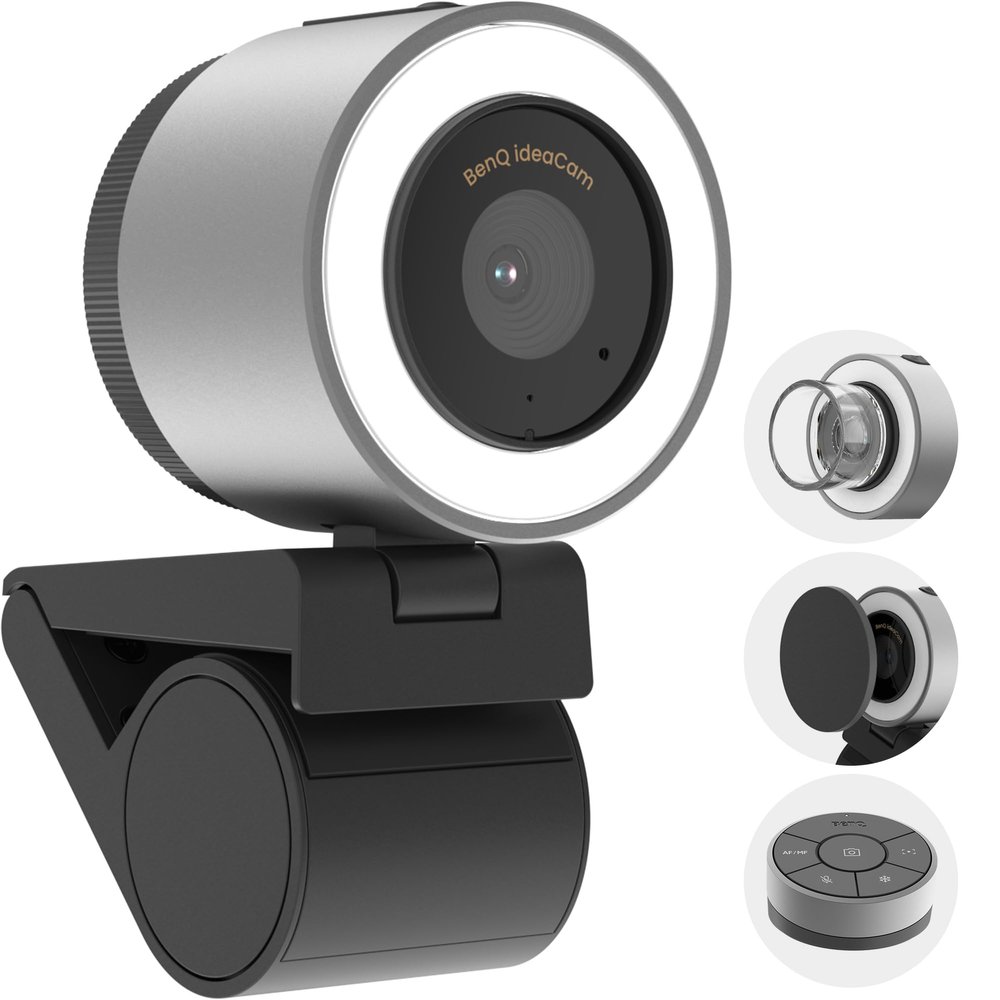 BenQ Camera ideaCam S1 Pro Webcam Document Camera 15x Zoom Built-in Ring Light Handheld 8 Megapixel Live Demonstration Remote Meeting Noise Cancelling Microphone EnSpire Auto Focus Fixed Focus