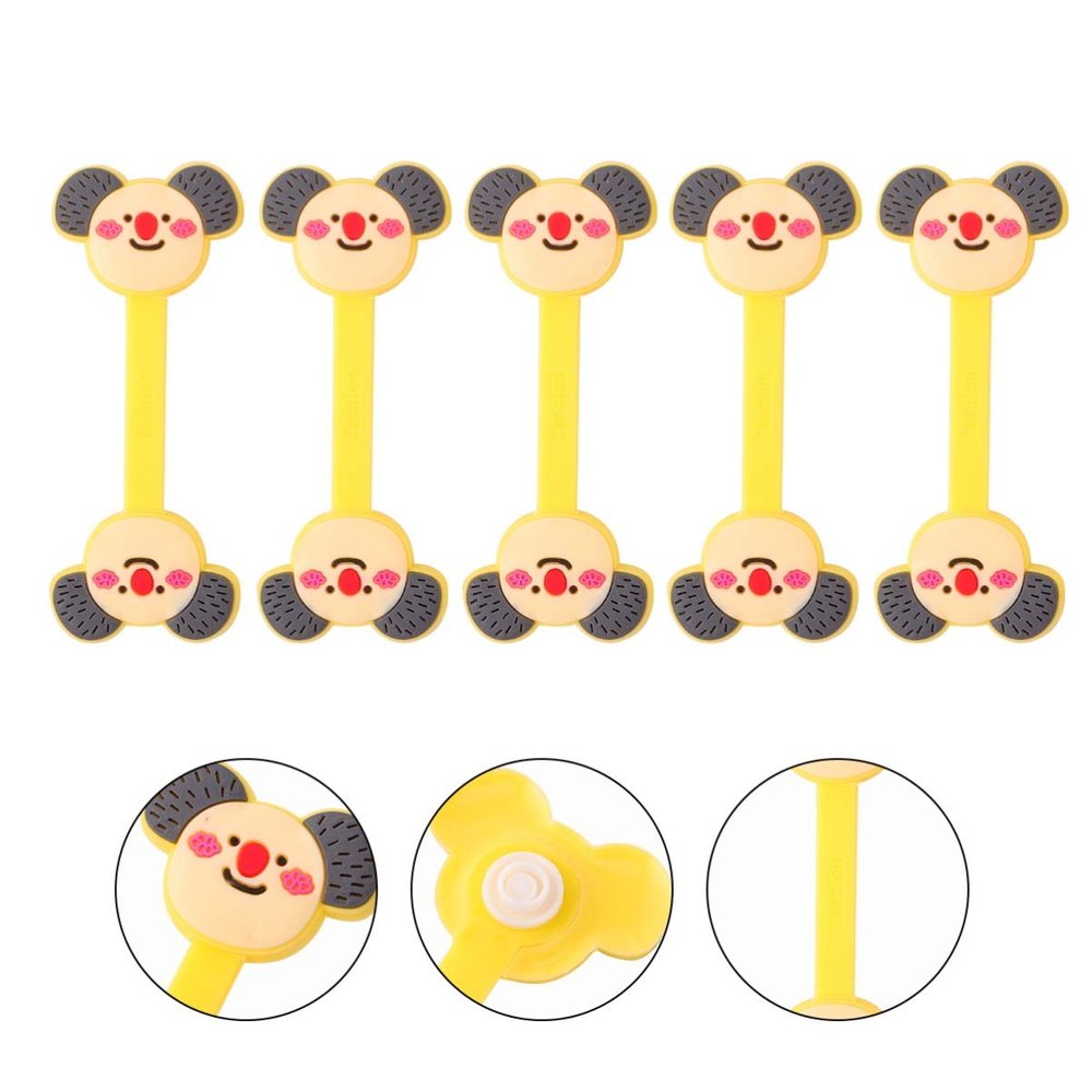 Angoily 5pcs Cartoon Earphone Holder for Headphone Cord Organization Cable Fasteners Cute Design for Use Yellow