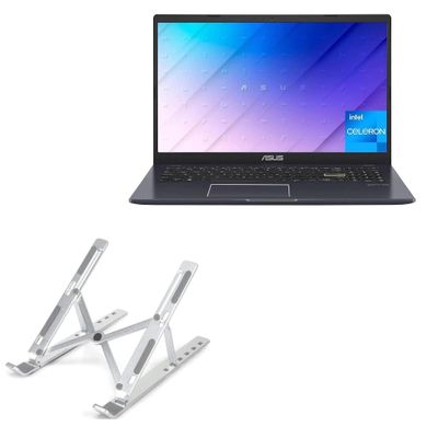 BoxWave Stand and Mount Compatible with ASUS VivoBook Go 15 (L510) - Compact QuickSwitch Stand, Portable Multi Angle Viewing Foldable Riser - Metallic Silver