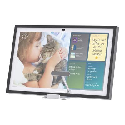 Almoz Echo Show 15 Stand Aluminum, Tilt Stand for Echo Show 15 All Gen and Echo Show 21, with Storage Tray, Compact Size, Durable and Stable (Silver)
