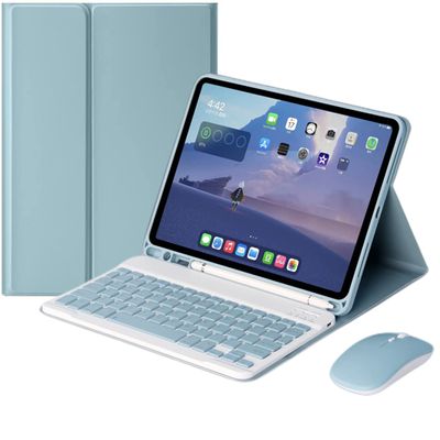QIYIBOCASE Keyboard Case for iPad Air 13 inch(M3/M2-2025/2024)/Pro 12.9 6th/5th/4th/3rd Gen with Mouse, Slim Lightweight Detachable Magnetic Keyboard with Pencil Holder, (Blue)