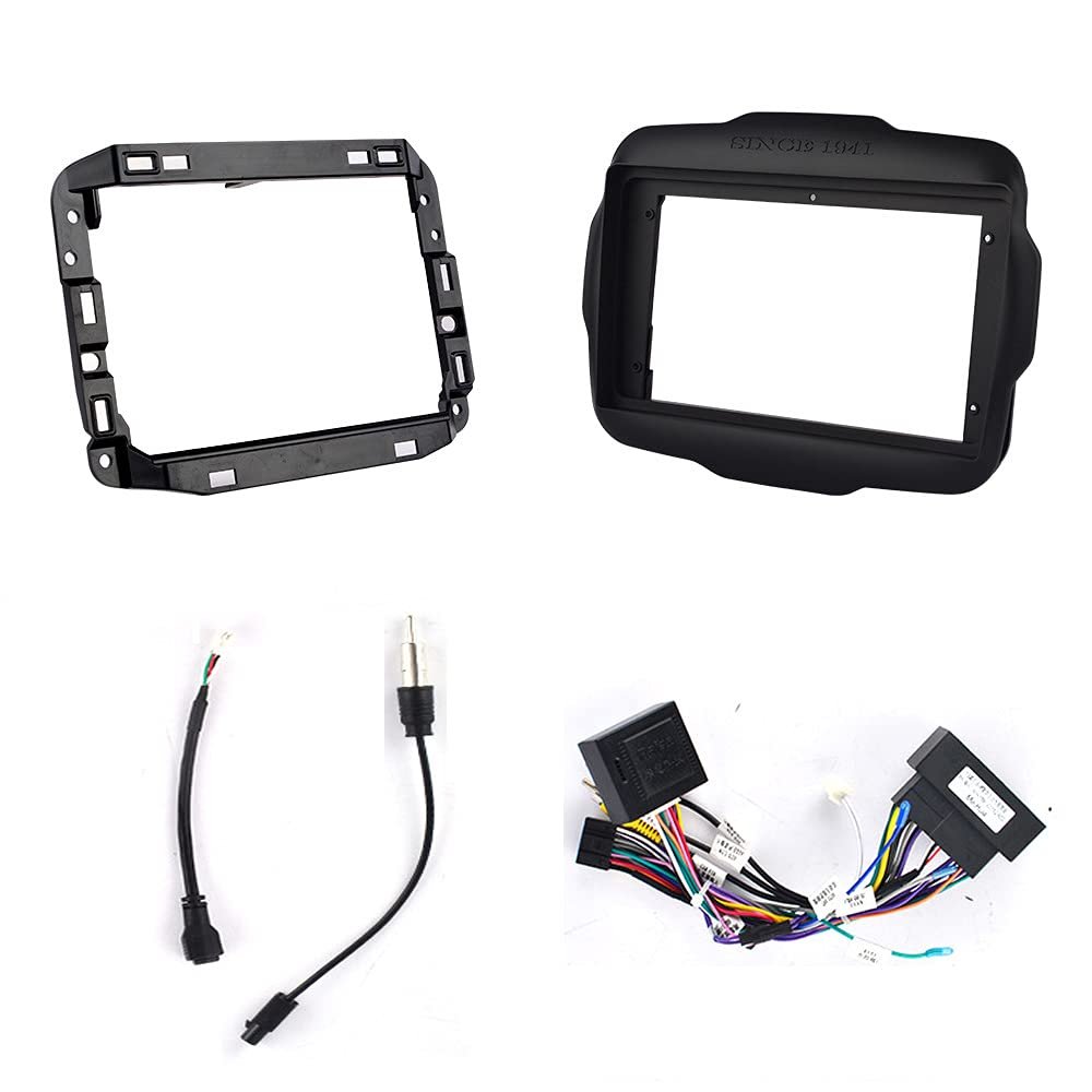 9''Car Radio Fascia Panel for Jeep Renegade 2016 Stereo Frame Harness Canbus Kit
