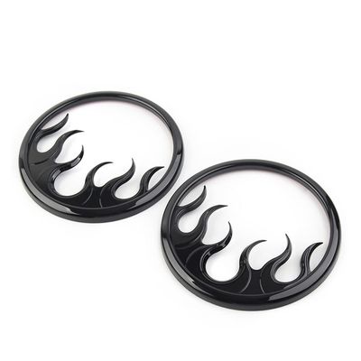FSFY Motorcycle Black Front Speaker Grill Cover,Flame Speaker Grill Accent Trim Cover for Harley Touring FLHTP,FLHXS,FLHTKSE,FLHTK,FLHTKL 2014-2022