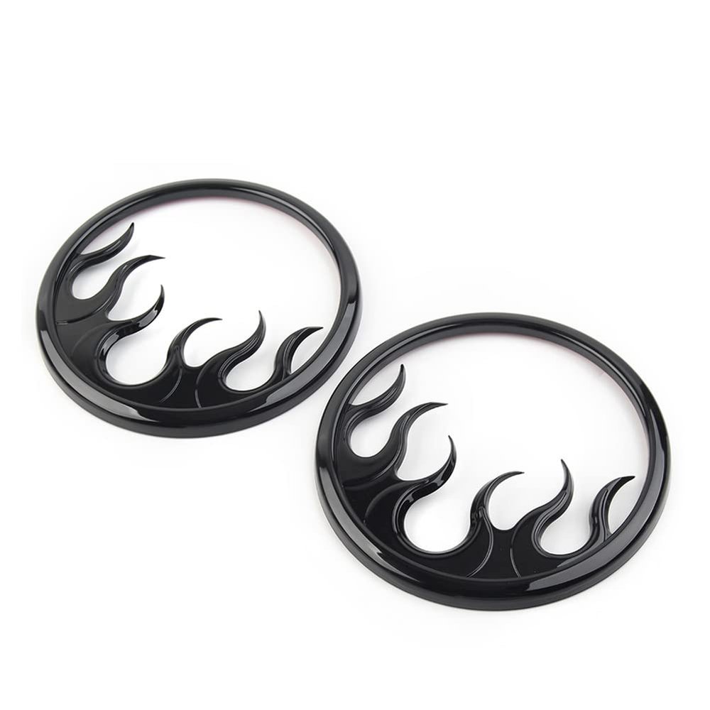 FSFY Motorcycle Black Front Speaker Grill Cover,Flame Speaker Grill Accent Trim Cover for Harley Touring FLHTP,FLHXS,FLHTKSE,FLHTK,FLHTKL 2014-2022