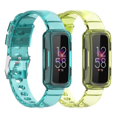 2 PACK Bands Compatible for Fitbit Inspire 3 Replacement Bands with Case Shockproof Rugged Band Strap with Protective Bumper Case Men Women (yellow+blue)