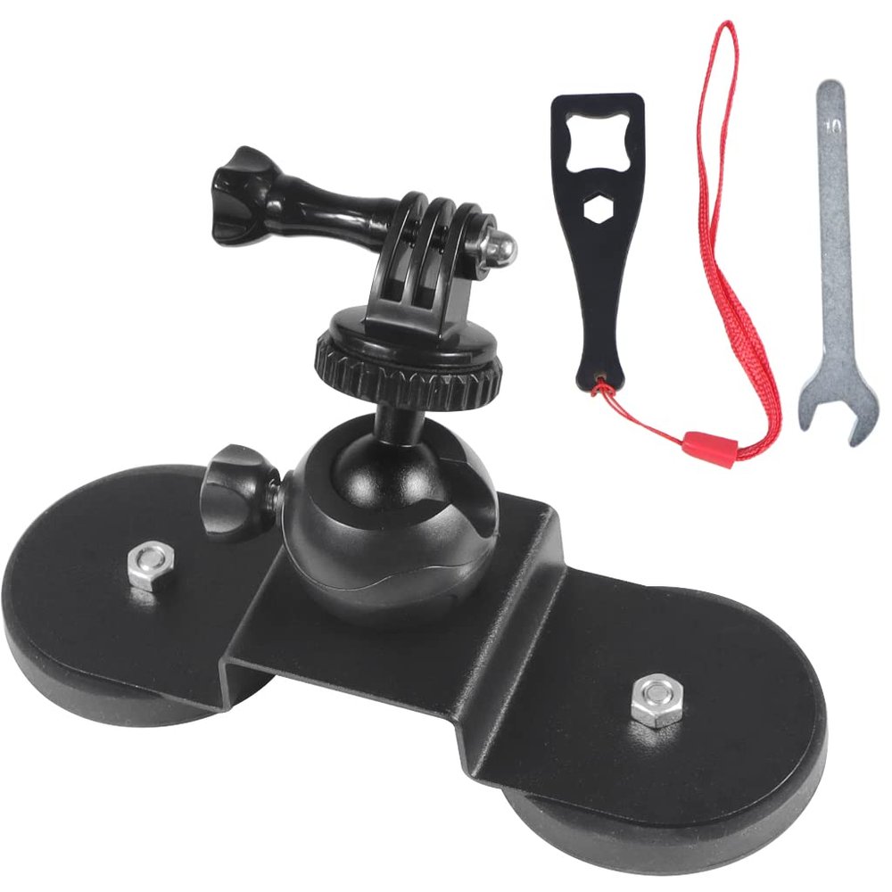 FEICHAO Strong Magnetic Double Suction Cup Bracket Low Angle Mount Compatible with GoPro Action Camera Car Phone Holder (Medium)
