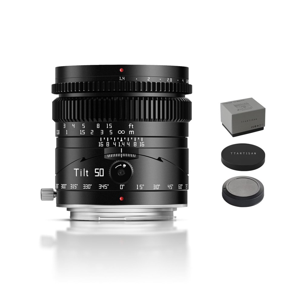 TTArtisan Tilt 50mm f1.4 Lens Full Frame Manual Focus Portrait Lenses Large Aperture Mirrorless Camera Compatiable with Canon RF Mount EOS R RP R5 R5C R6 R6II R7 R10