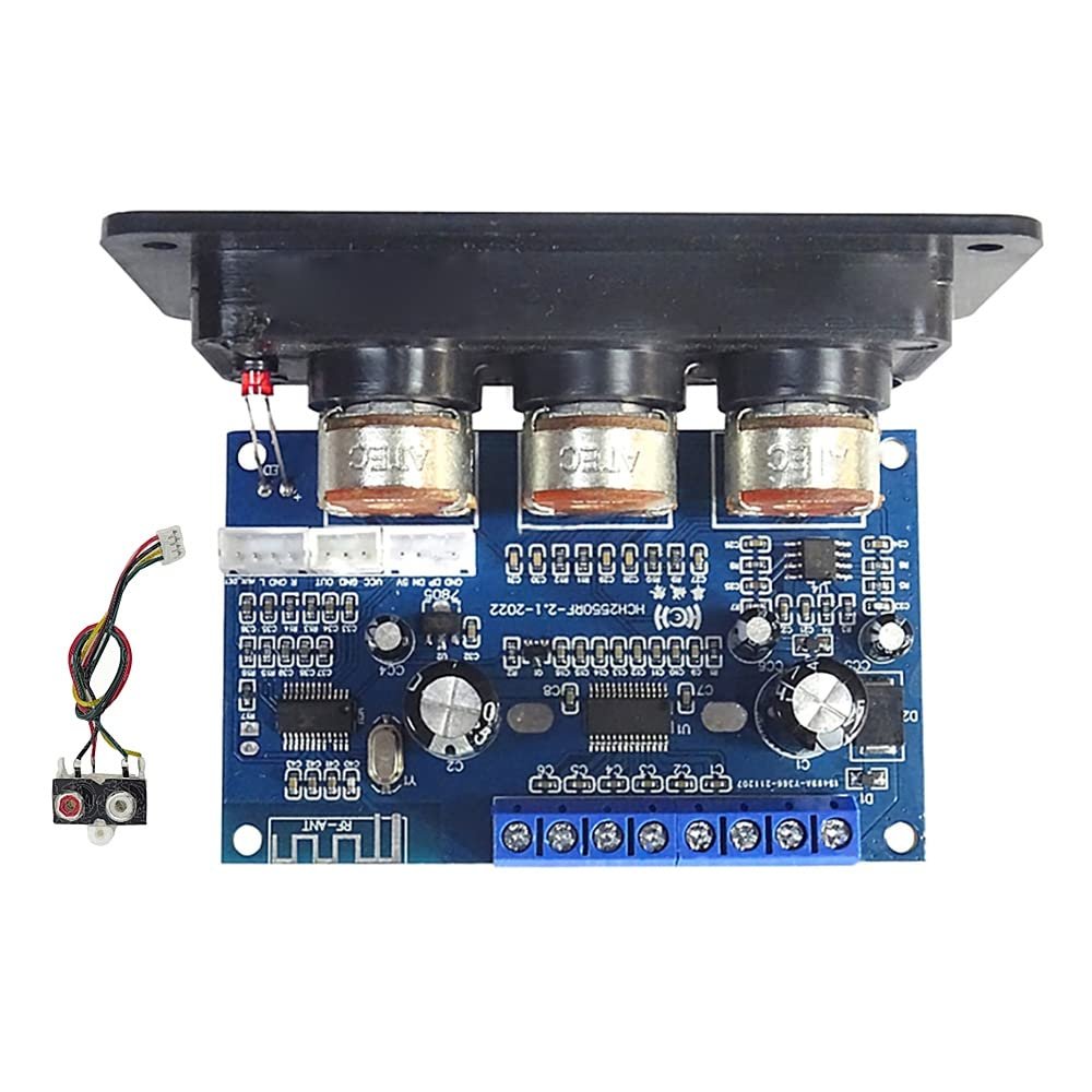 CRAKES 2.1 Channel Digital Amplifier Board+AUX Audio Cable 2x25W+50W BT5.0 Subwoofer D Amplifier Board DC12-20V