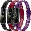 3-Pack Slim Silicone Bands Compatible with Fitbit Inspire 3/Inspire 2/Inspire HR/Inspire, Lace Silicone Narrow Thin Rose Hollowed-out Sports Replacement Strap Wristband, 306 view 2
