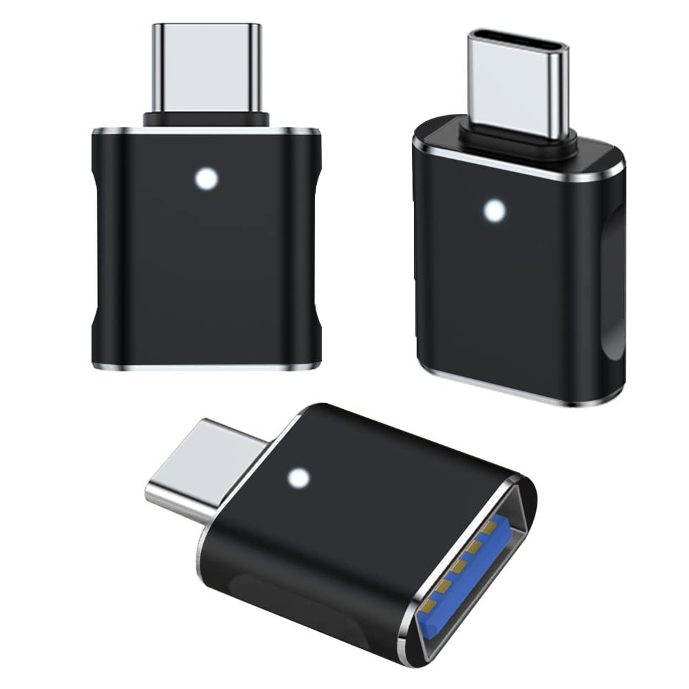 USB C to USB Adapter 3 Pack, Type C to USB 3.0 Adapter, USB Female to USB-C Male OTG Adaptor Compatible with MacBook Pro, Samsung Galaxy, Type-C Smartphones, Tablets and More (Black)