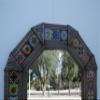 22" PUNCHED TIN MIRROR octagonal mixed talavera tiles mexican folk art view 2