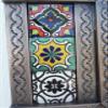 22" PUNCHED TIN MIRROR octagonal mixed talavera tiles mexican folk art view 4