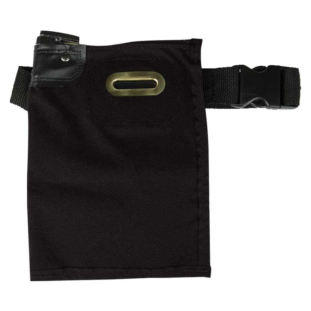 BankSupplies Locking Server Belt Bag 7W x 9H Inches Black Nylon Fabric Heavy-Duty Zippers Oval Money Slot Adjustable Waist Belt for Waitstaff and Casino Runners