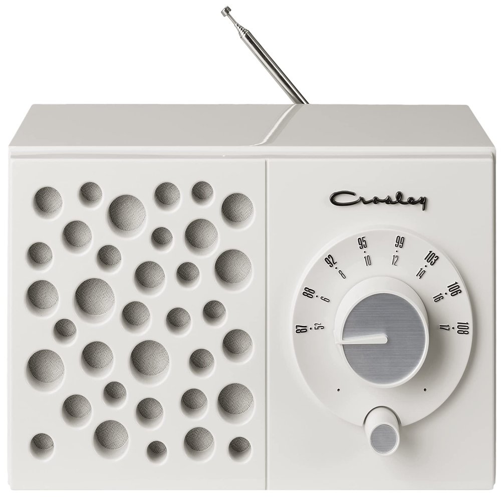 Crosley CR3042A-WS Maverick Portable AM/FM Radio with Bluetooth Receiver, White Sand