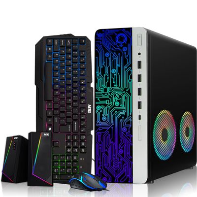 HP G4 Desktop Computer PC AMD Pro A10-9700 R7, 8GB RAM, 256GB SSD, RGB Speaker, RGB Keyboard with AI-Enabled Copilot Key, Mouse, 2X ARGB Fan WiFi, Windows 11 (Renewed)