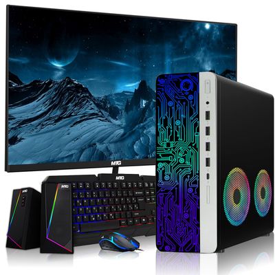 TechMagnet HP G4 Desktop Computer PC AMD Pro A10-9700 R7, 8GB RAM, 1TB SSD, 24-inch Monitor, RGB Speaker, RGB Keyboard with AI-Enabled Copilot Key, Mouse, 2X ARGB Fan WiFi, Windows 11 Pro (Renewed)