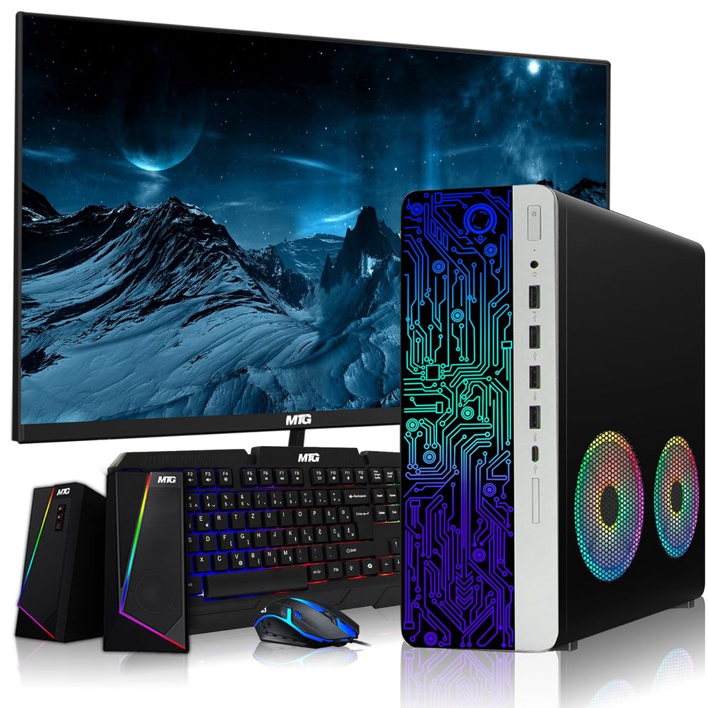 TechMagnet HP G4 Desktop Computer PC AMD Pro A10-9700 R7, 8GB RAM, 1TB SSD, 24-inch Monitor, RGB Speaker, RGB Keyboard with AI-Enabled Copilot Key, Mouse, 2X ARGB Fan WiFi, Windows 11 Pro (Renewed)