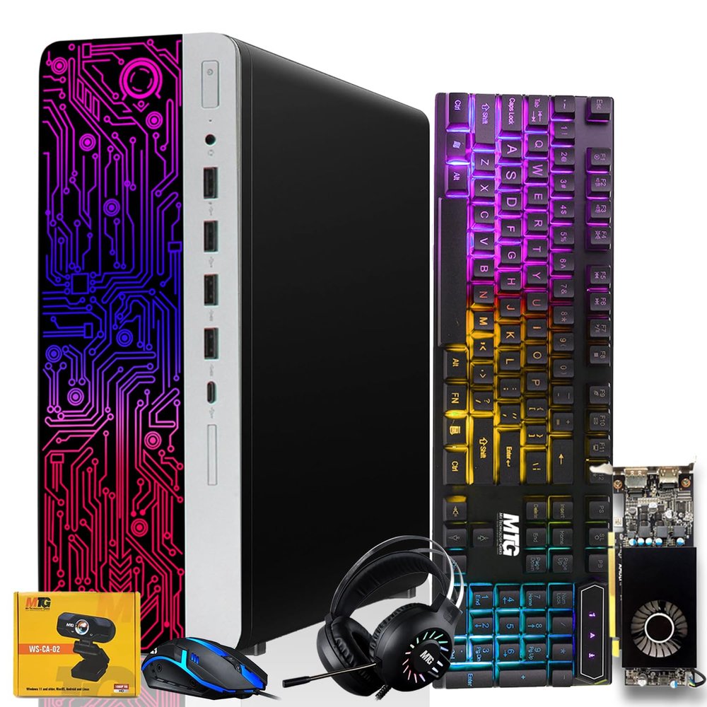 HP G3 Gaming Desktop PC, Intel Core i5 4th Gen, AMD RX 550 Graphics, 16GB RAM, 480GB SSD, RGB Keyboard Mouse, Headphone, Webcam, Windows 11 (Renewed)