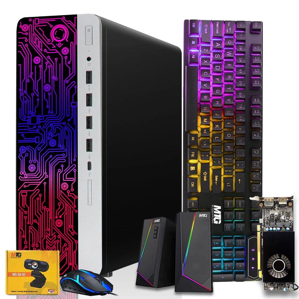 HP G3 Gaming Desktop PC, Intel Core i5 4th Gen, AMD RX 550 Graphics, 16GB RAM, 240GB SSD, RGB Keyboard Mouse, Speaker, Webcam, Windows 11 (Renewed)