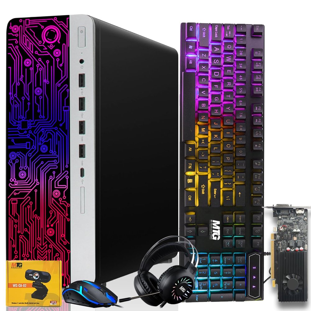 HP G3 Gaming Desktop PC, Intel Core i5 4th Gen, GTX 1030 Graphics, 16GB RAM, 480GB SSD, RGB Keyboard Mouse, Headphone, Webcam, Windows 11 (Renewed)