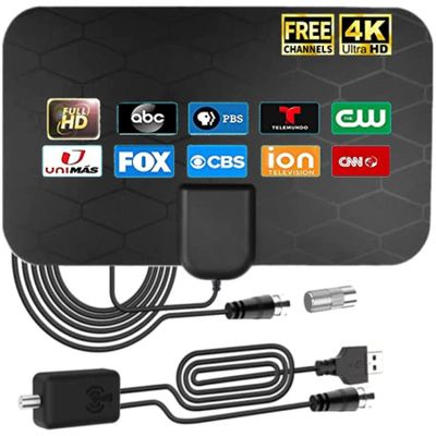 2025 Upgraded Digital HD TV Antenna Indoor for Smart TV,980+ Miles Long Range Amplifier Antennas TV Signal Booster for Local Channels,Support 4K 1080p ATSC/ISDB-T/DVB-T/DVB-T2 All Smart/Old TVs (F-02)
