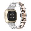 Chofit Compatible with Fitbit Versa 4/Versa 3/Sense 2/Sense Bands Women Men,Stainless Steel Metal Replacement Wrist Band for Fitbit Versa 4 (Silver-rosegold) view 2