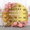 Leyiyi 6x6ft Golden 50th Birthday Round Backdrop for Adult Step and Repeat Golden Glitter Shiny Photography Background Happy 50th Birthday Backdrop Fifty Years Old Age Party Decoration Banner view 3