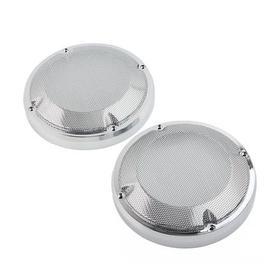 FSFY Motorcycle 6.5" Saddlebag Lid Speaker Grill Cover,Mesh Speaker Grille Cover Trim With Screws for Harley Touring Electra Glibe 83-20,Chrome