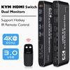 HDMI KVM Switch 2 in 2 Out and 4Port USB3.0 4K@60Hz KVM Switcher Support 2 Monitors 2 Computers Dual Display Ports with Remote Control HotKey and Audio view 3