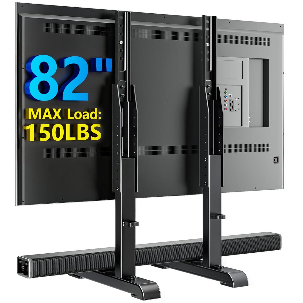 AX WABER Universal TV Stand, Table Top TV Stand Base Wobble-Free Replacement for Most 24 to 80 Inch LCD LED TVs, 7 Height Adjustable TV Legs Hold up to 150lbs, Max VESA 800x500mm, Black AX10TB02