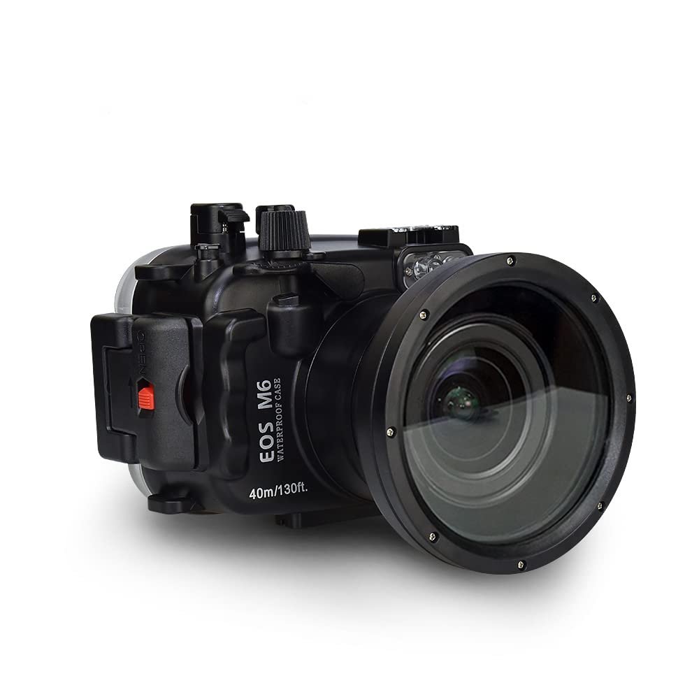 Sea frogs for Canon EOS M6 Can Be Used with 18-55mm Lens 130ft/40m Sea frogs Underwater Camera Housing Waterproof Case (Housing + Red Filter)