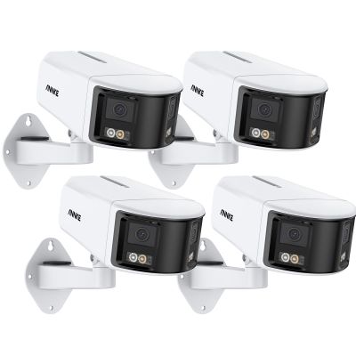 ANNKE FCD600 4 Pack 6MP PoE Security Cameras with Dual-Lens, 180 Ultra-Wide Viewing, 99% Accurate Alerts, Full Color Design, Two Way Talk, Supports Micro SDCard, NAS NVRs Storage