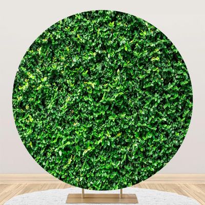 AOFOTO 7.2x7.2ft Green Leaves Round Backdrop Spring Nature Greenery Leaf Grass Wall Photography Background for Wedding Newborn Baby Shower Birthday Party Decorations Photo Studio Props