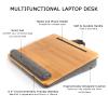 SUMISKY Lap Desk-Portable Laptop Stand with Cushion, Bamboo Platform with Phone Holder, Wrist Pad Fits up to 15.6 Inch Laptops view 4