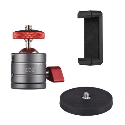 Andoer Mini Ball Head 360 Rotating Ballhead Tripod Mount Aluminum Alloy with Magnetic Base Phone Holder Replacement for Smartphone