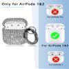 4in1 Bling for AirPod Case Diamonds Cover Set Kit, Luxurious Rhinestone PC for AirPods 2/1 Case Accessories for Women w/Cute Fur Ball Pompom Keychain/Crystal Bracelet/Lobster Clasp Keychain view 2
