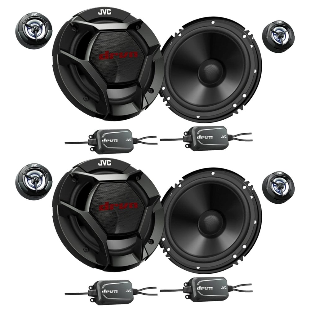 2 Pairs (Qty 4) of JVC CSDR601C 6.5" 2-Way 360 Watts Peak Power Car Audio Vehicle Component Speakers