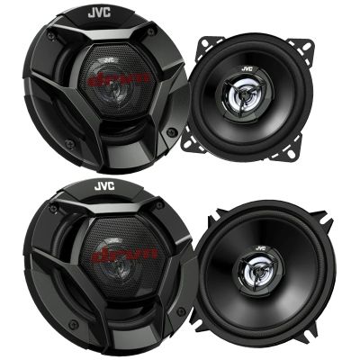1 Pair (QTY 2) of JVC CSDR421 drvn Series 4" 2-way 220 Watt Car Speakers Bundle Combo with (QTY 2) JVC CSDR521 5.25" 2-Way Coaxial 260W Max Power Automotive Speakers
