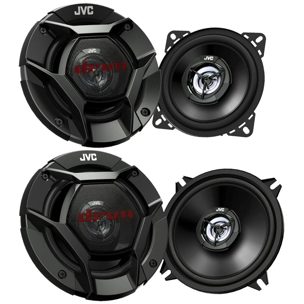 1 Pair (QTY 2) of JVC CSDR421 drvn Series 4" 2-way 220 Watt Car Speakers Bundle Combo with (QTY 2) JVC CSDR521 5.25" 2-Way Coaxial 260W Max Power Automotive Speakers
