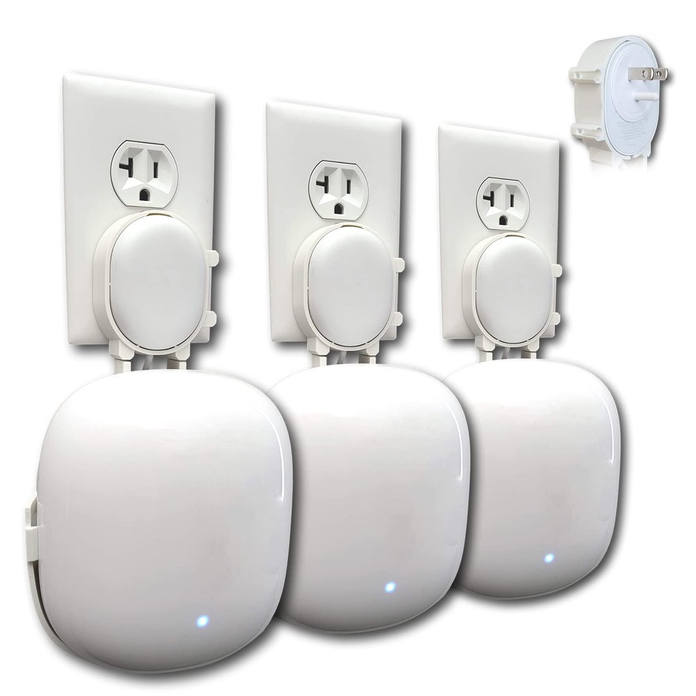 The Nest WiFi Pro Genie Wall Mount Outlet Holder Stand (3-Pack) | Lowest Profile | Open Access | No Messy Screws or Tape | Reinforced Support | Horizontal and Vertical Outlets