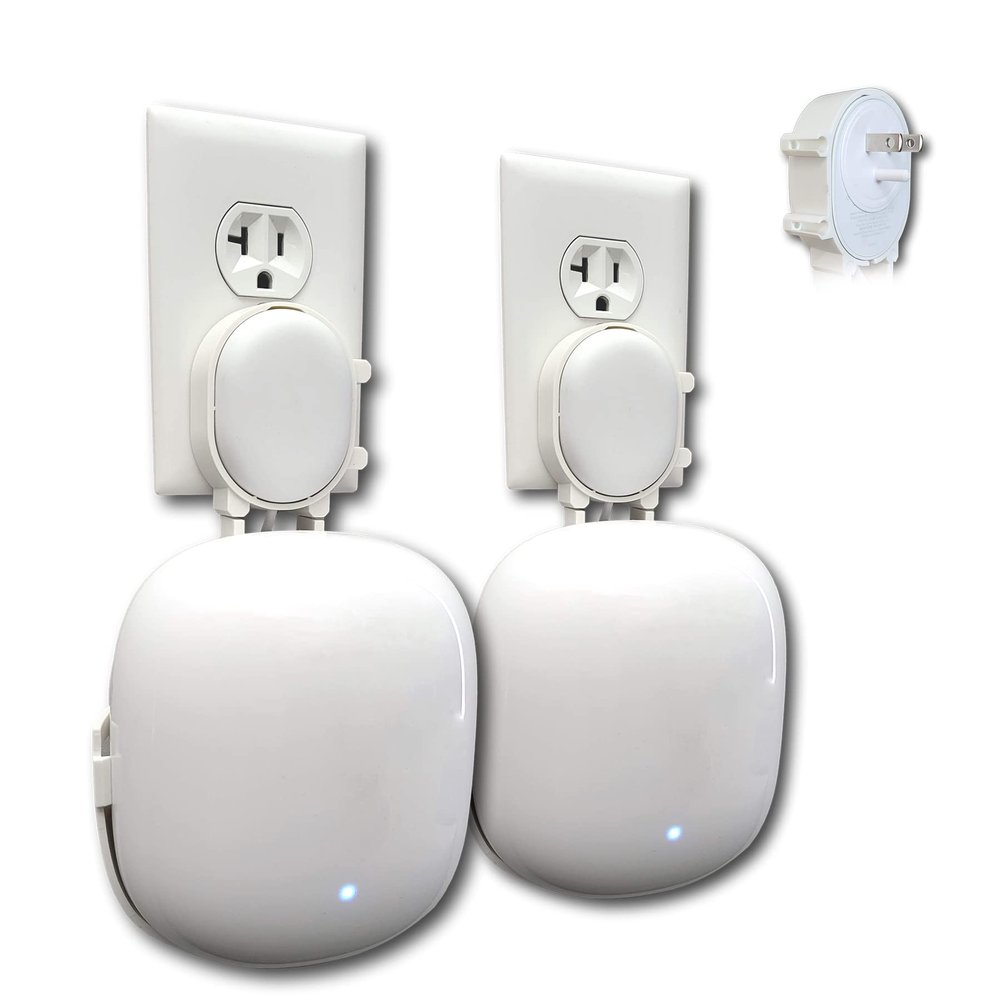 The Nest WiFi Pro Genie Wall Mount Outlet Holder Stand (2-Pack) | Lowest Profile | Open Access | No Messy Screws or Tape | Reinforced Support | Horizontal and Vertical Outlets