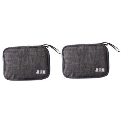 Mikikit 2pcs Electronic Organizer Pouch for Travel Portable Digital Storage Case for Cables Headphones and Accessories Lightweight and