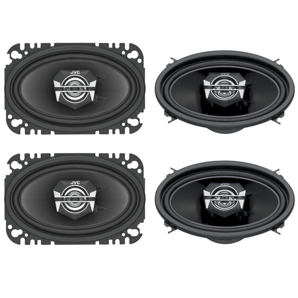 2 Pairs (Qty 4) of JVC CSV4627 DRVN V Series 4x6 140 Watts Peak Power 2-Way Coaxial Car Audio Stereo Speakers