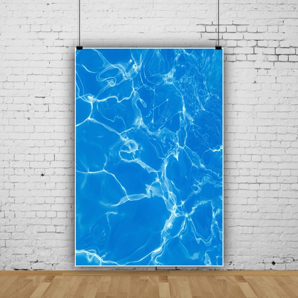 10x15ft Shining Blue Sea Water Ripple Photography Background Blue Ocean Style Summer Swimming Party Backdrop Adult Kid Baby Boy Girl Portrait Photoshoot Studio Props Video Drape Wallpaper