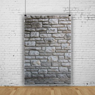 10x15ft Gray Stone Brick Wall Backdrop,Vintage Nostalgia Irregular Stone Texture Photography Background Natural Old Stone Wall Hardwood Floors Toddler Newborn Boy Photo Shoot Studio Props